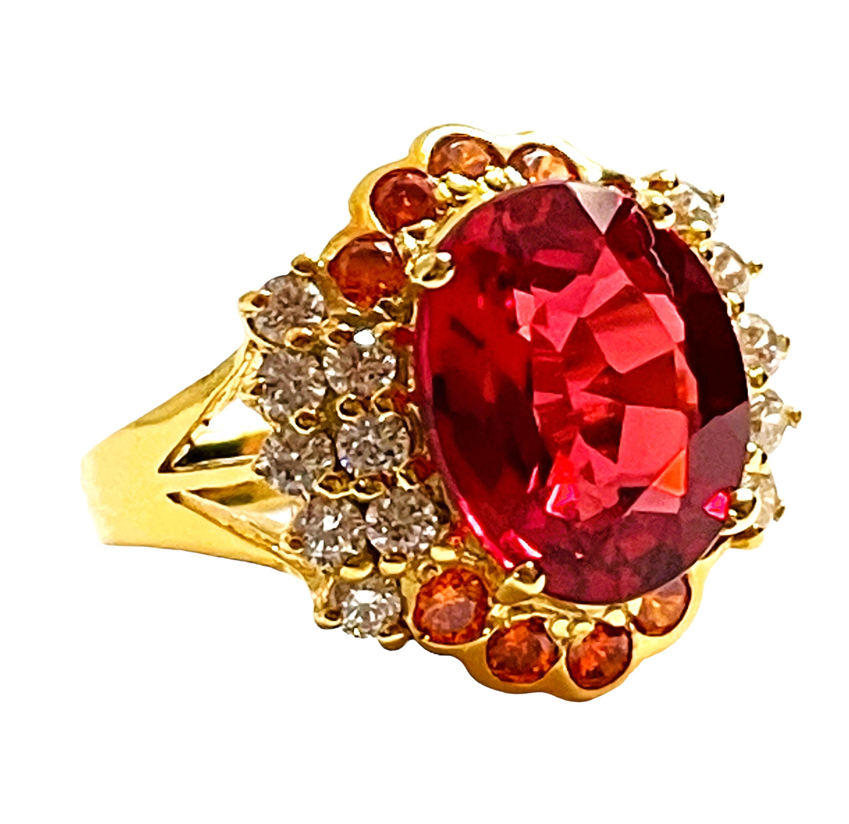 Afrikanischer If 5,4 Karat rosa orangefarbener Padparadscha und Saphir Ygold Sterling Ring 1