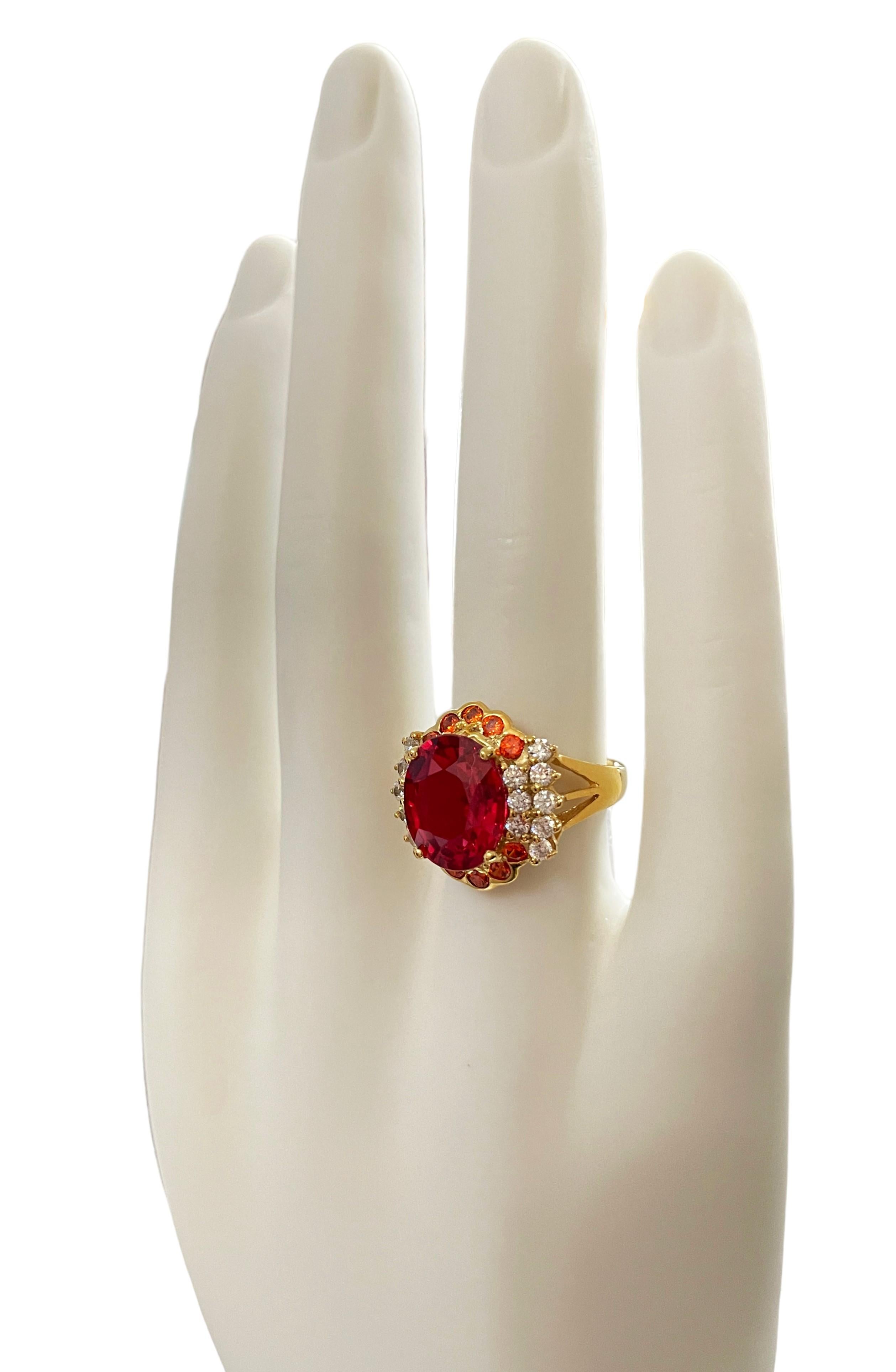 Afrikanischer If 5,4 Karat rosa orangefarbener Padparadscha und Saphir Ygold Sterling Ring 3