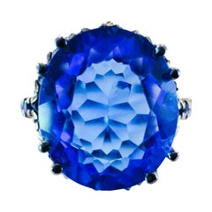 New African IF 5.50 Ct Blue Topaz 
Sapphire Sterling Ring