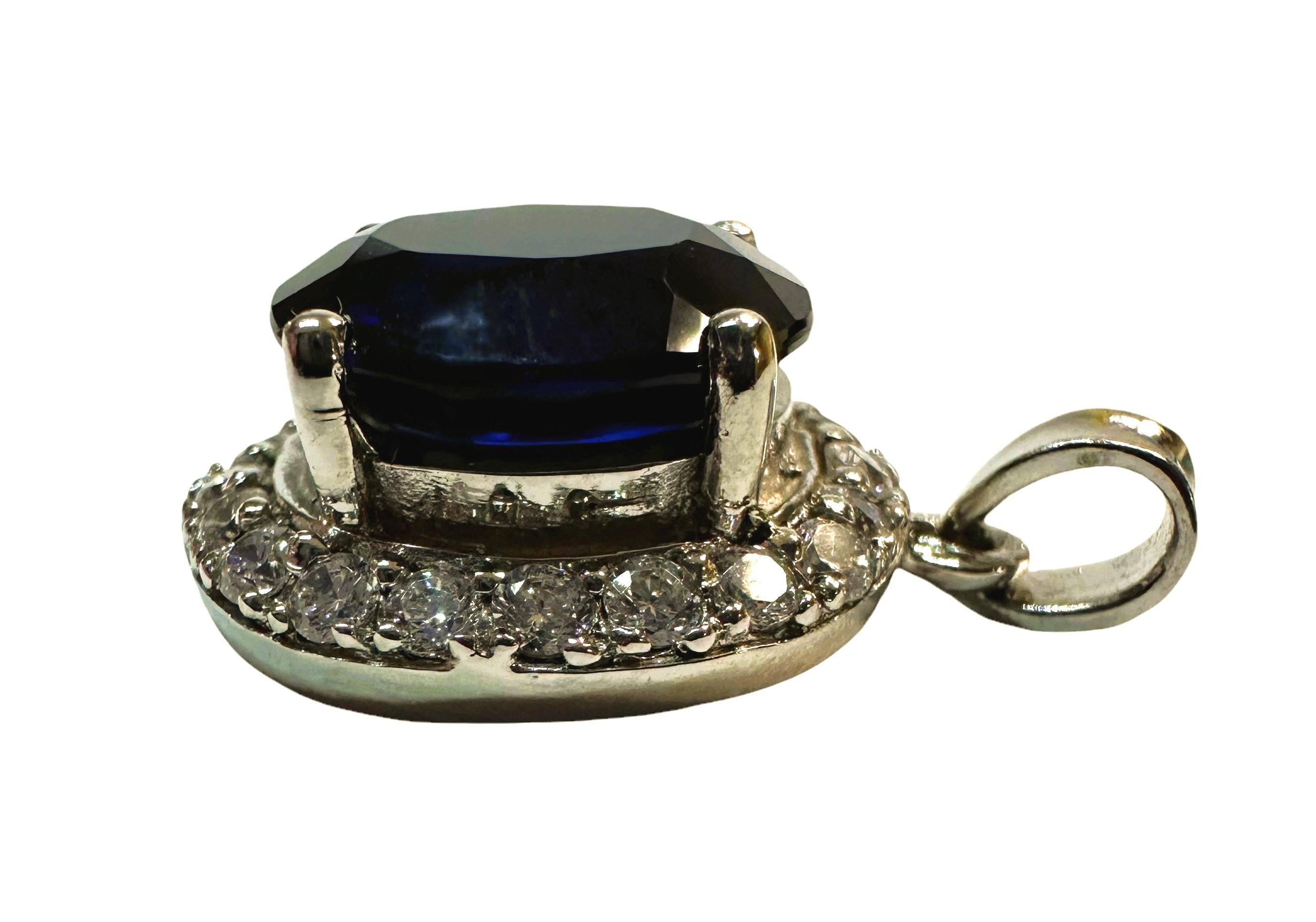 Women's New African IF 5.50 ct Deep Blue Sapphire Sterling Necklace 18