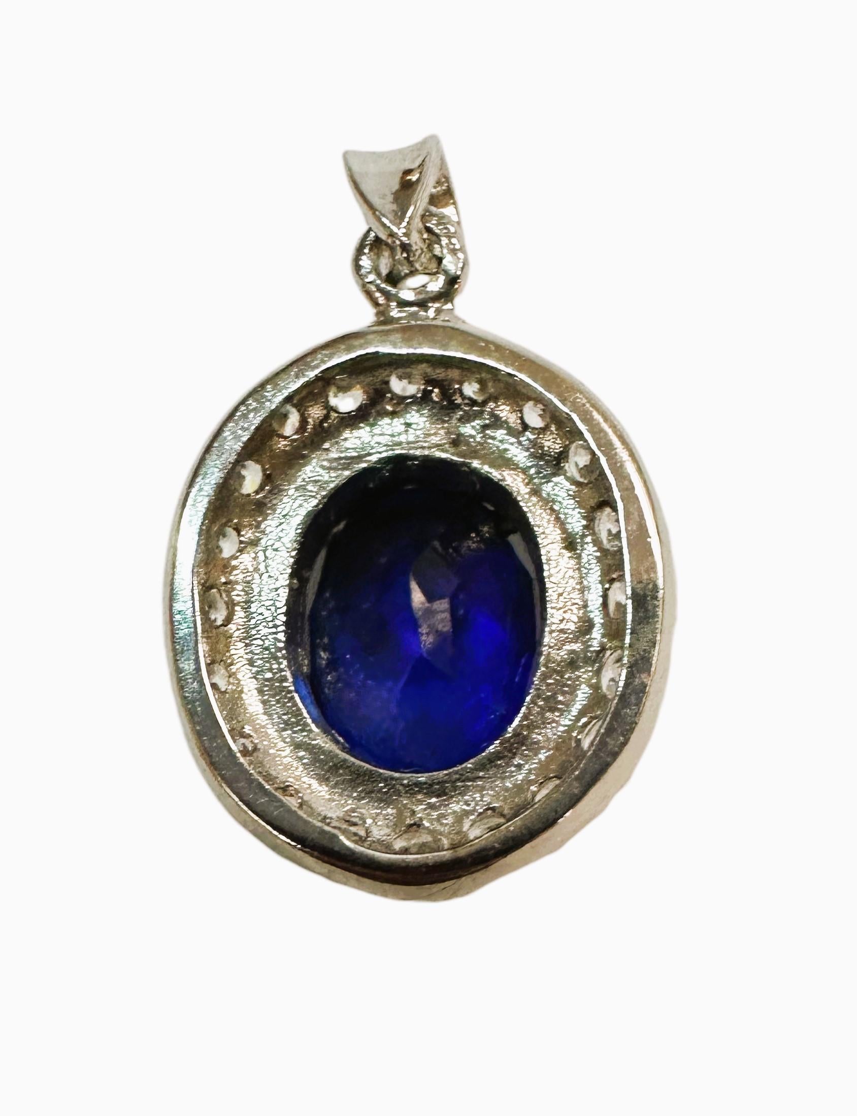 New African IF 5.50 ct Deep Blue Sapphire Sterling Necklace 18