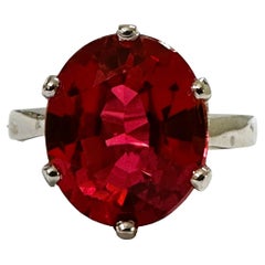 New African IF 5.70 Ct Pink Padparadscha Sapphire Sterling Ring