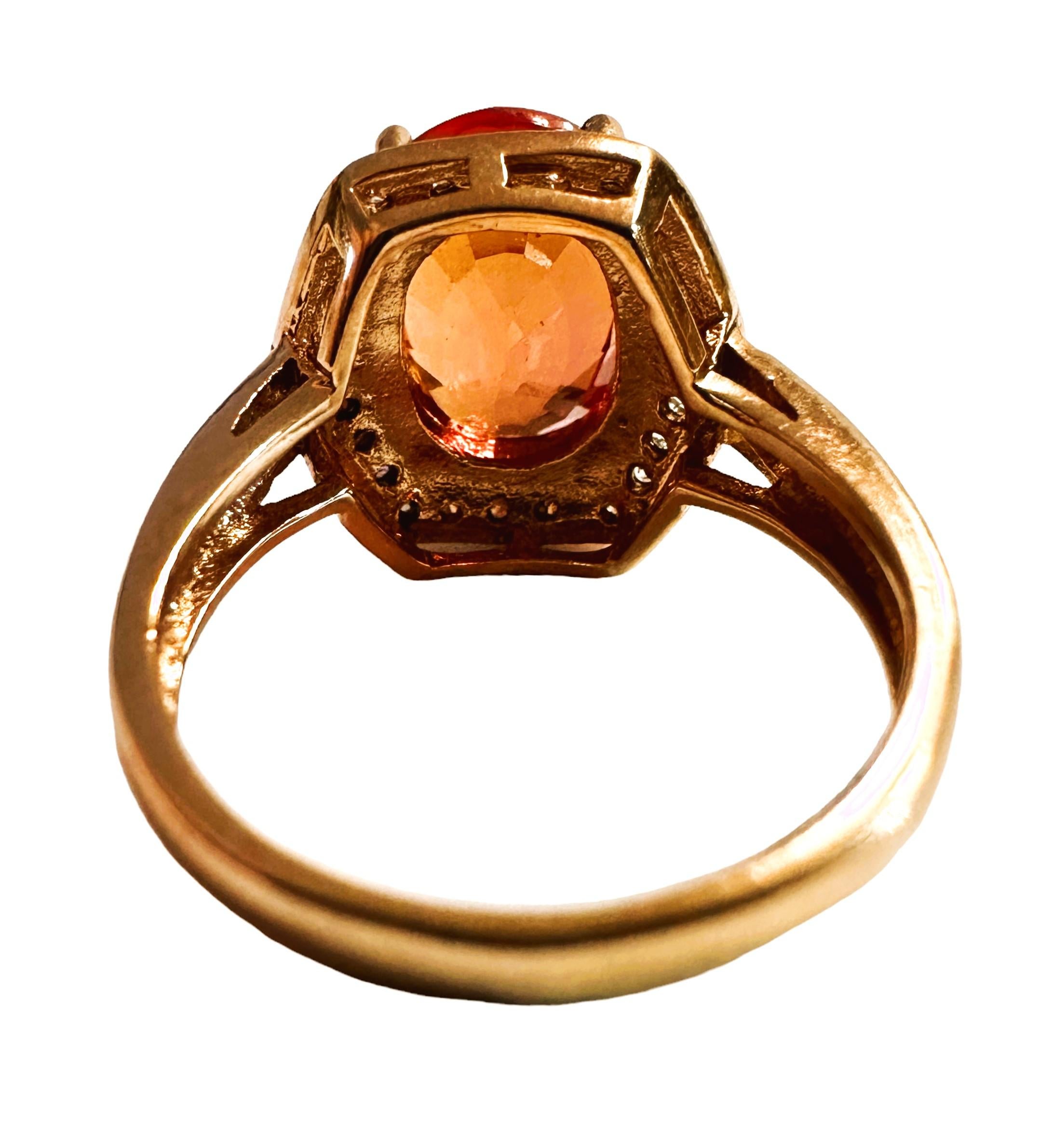 Round Cut New African IF 6 Ct Padparadscha Sapphire & White RGold Sapphire Sterling Ring