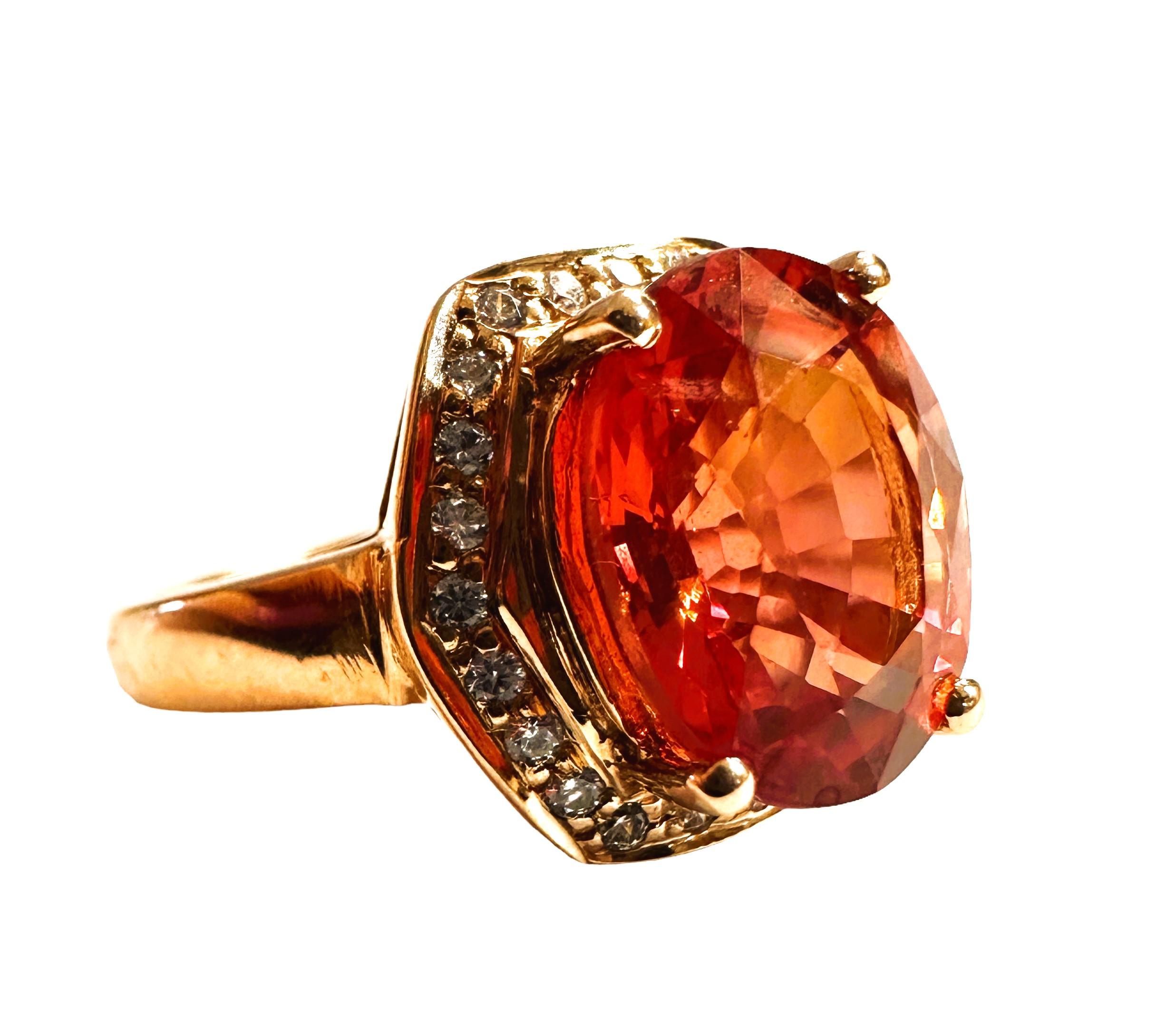 Women's New African IF 6 Ct Padparadscha Sapphire & White RGold Sapphire Sterling Ring