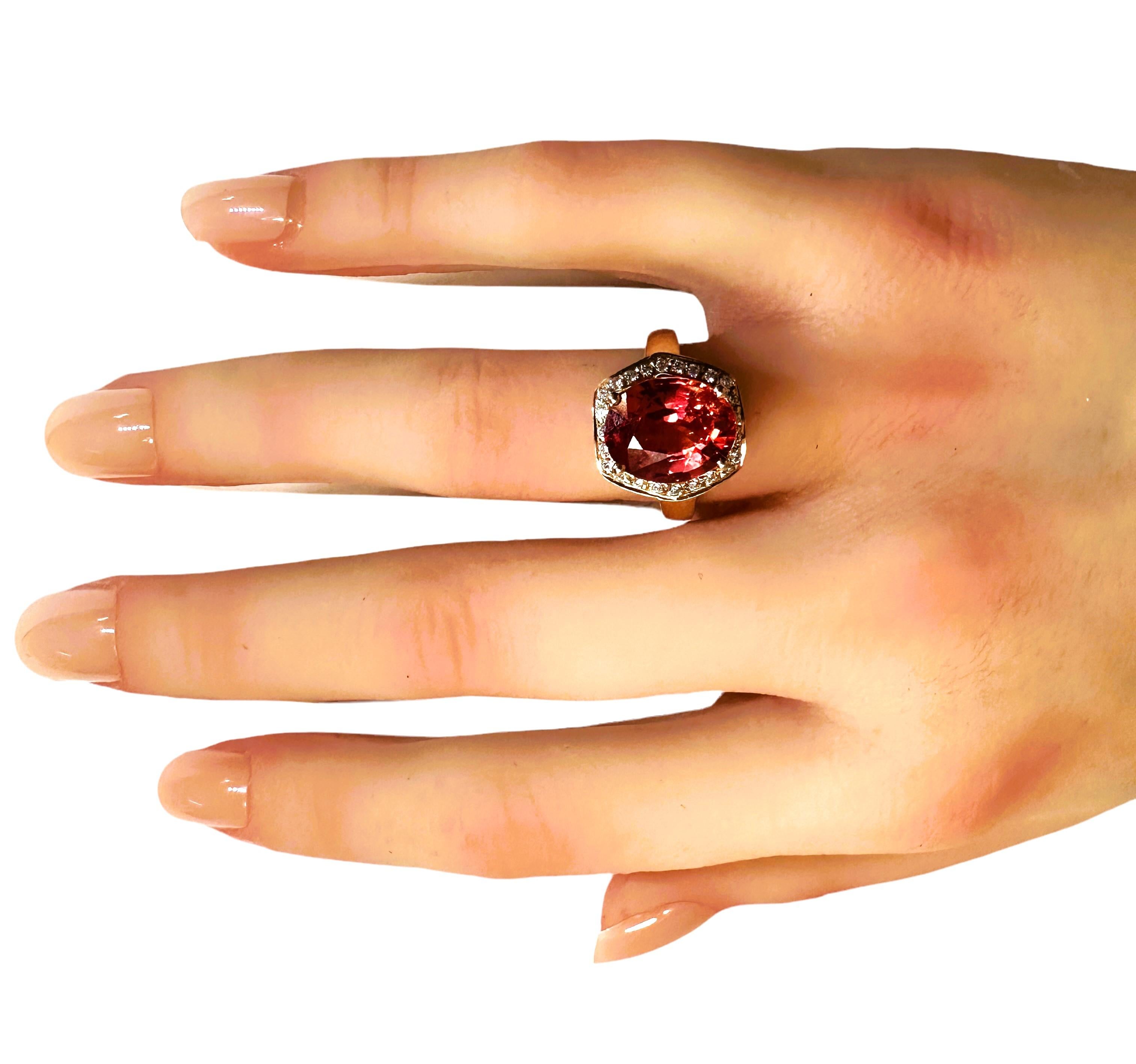 New African IF 6 Ct Padparadscha Sapphire & White RGold Sapphire Sterling Ring 2