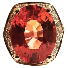 New African IF 6 Ct Padparadscha Sapphire & White RGold Sapphire Sterling Ring