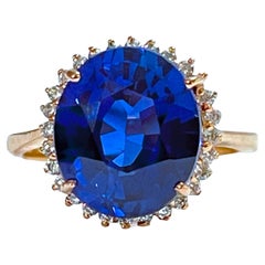 New African IF 6.0ct Kashmir Blue and White Sapphire RGold Plated Sterling Ring