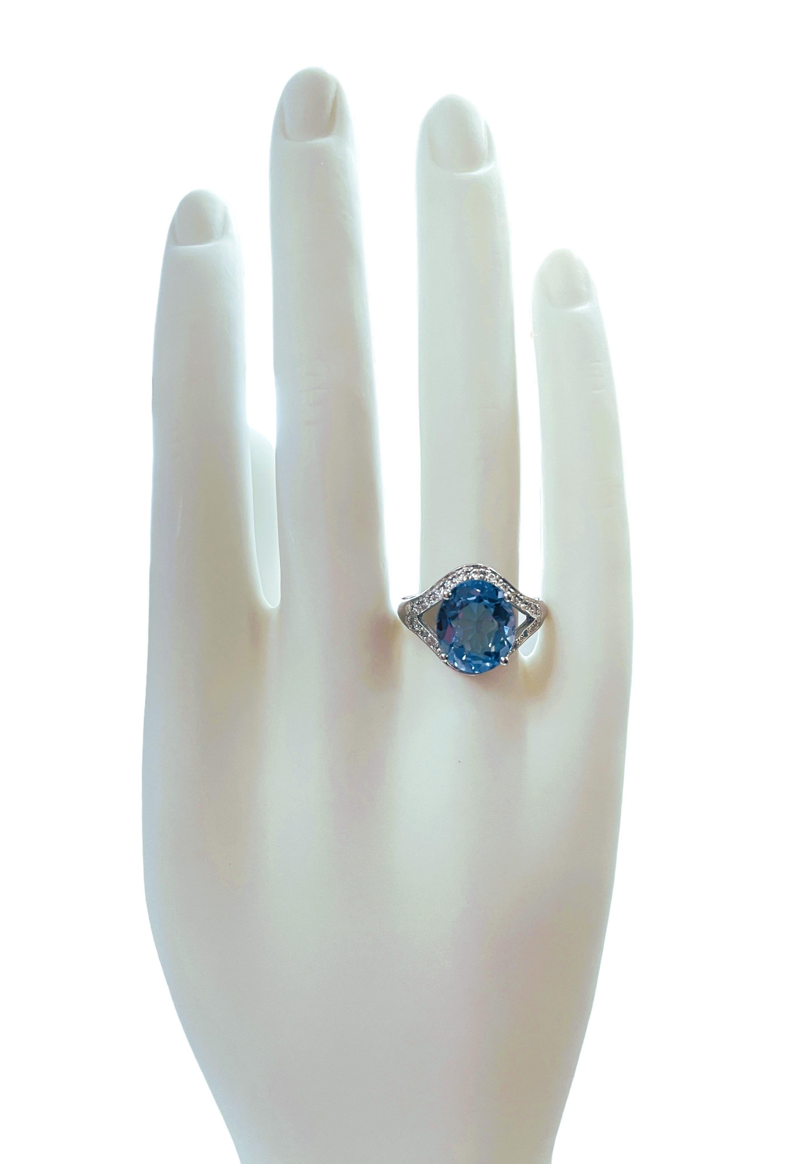 New African If 6.5 Carat Purple Blue Spinel & Sapphire Sterling Ring 1