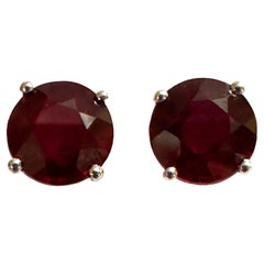 New African IF 6.6 ct Deep Red Sapphire Post Sterling Earrings New African IF 6.6 ct Deep Red Sapphire Post Sterling Earrings