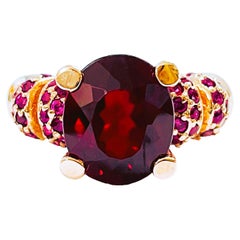 New African IF 6.7ct Raspberry Tourmaline & Ruby Rose Gold Plated Sterling Ring