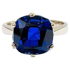 New African IF 6.90 Ct Kashmir Blue Sapphire Sterling Ring 6.5