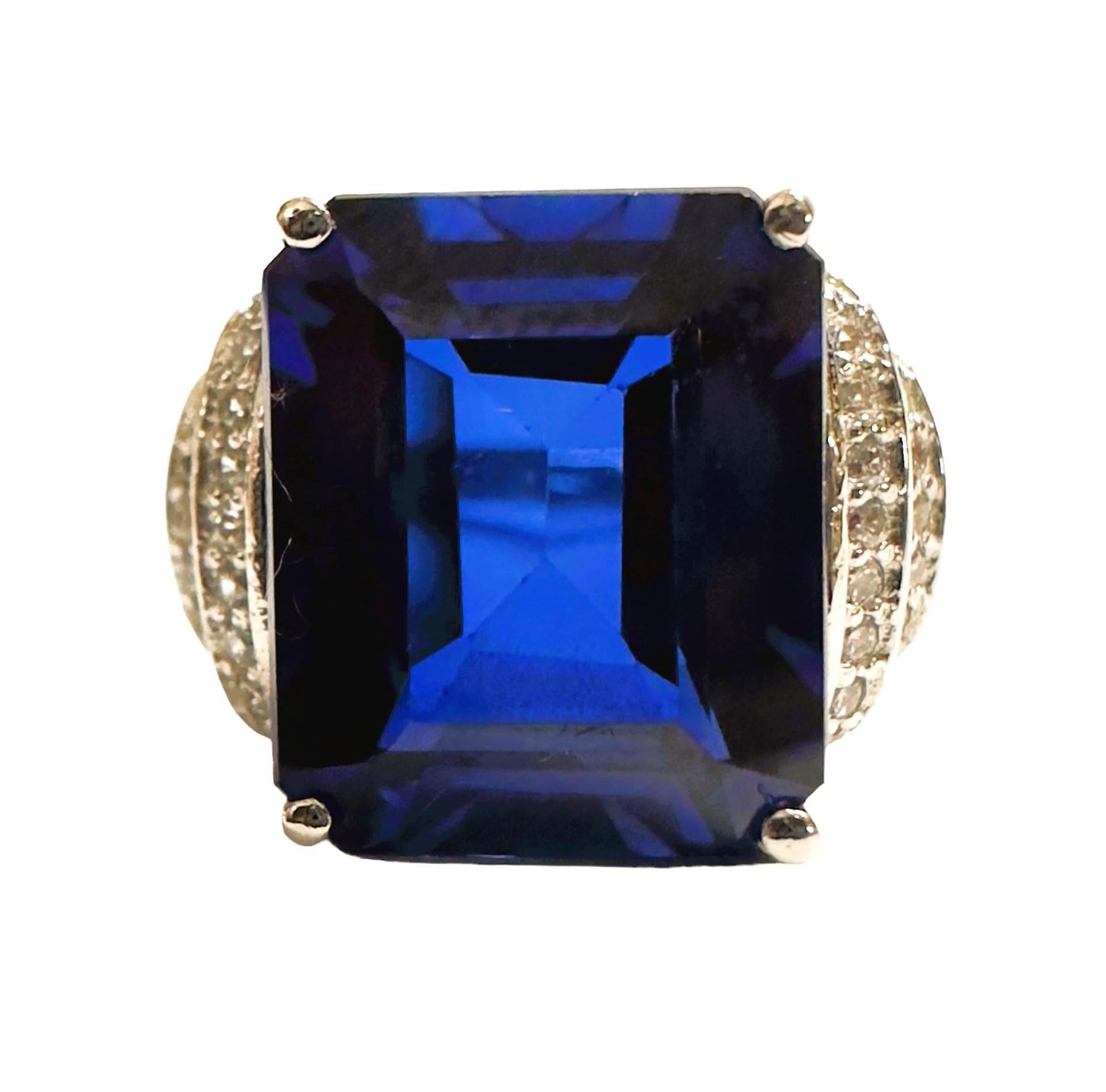 Afrikanischer IF 7,5 Karat tiefblauer Saphir & weißer Saphir Sterling Ring Größe 6, neu, Afrikanisch im Zustand „Neu“ in Eagan, MN