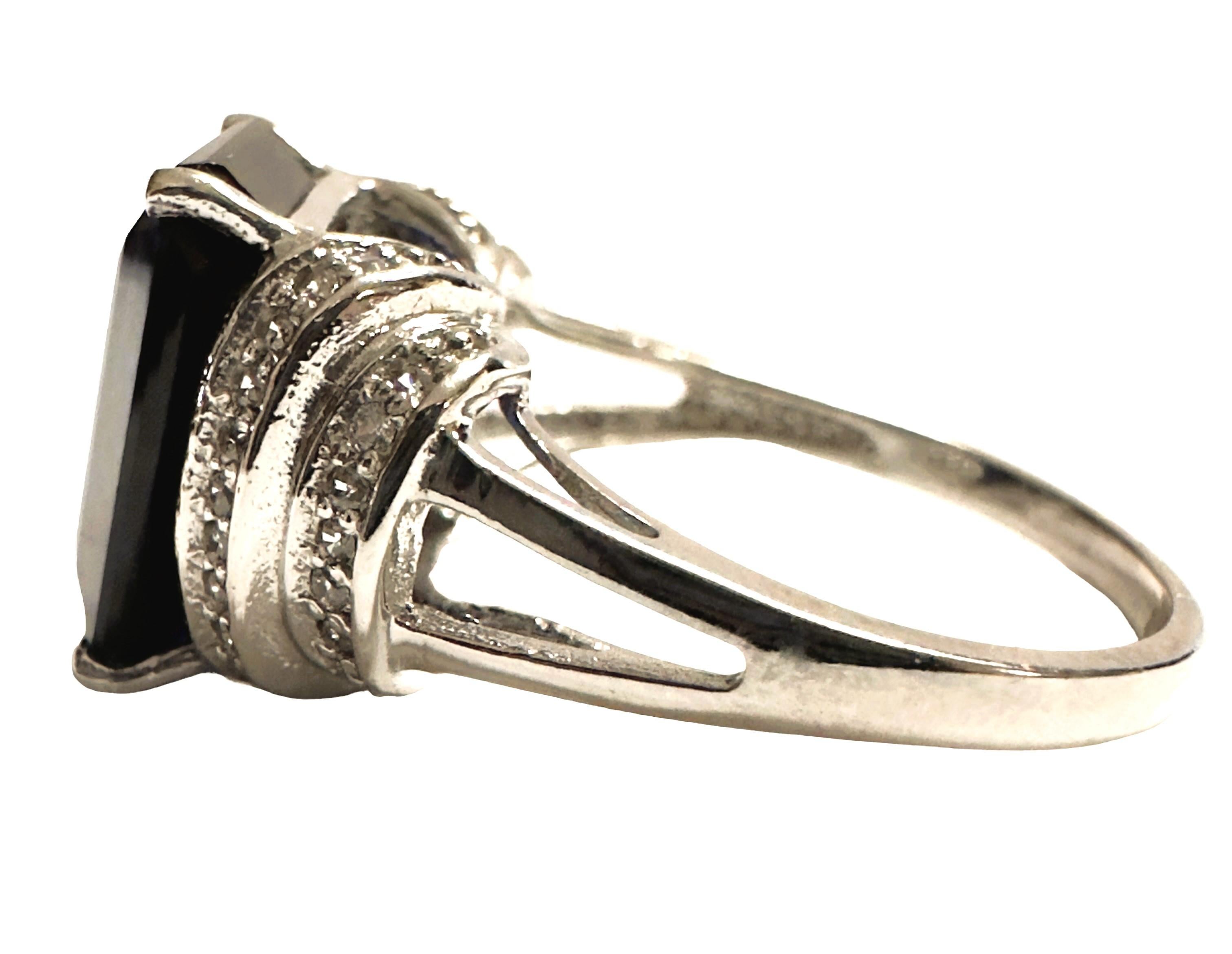 Afrikanischer IF 7,5 Karat tiefblauer Saphir & weißer Saphir Sterling Ring Größe 6, neu, Afrikanisch 1