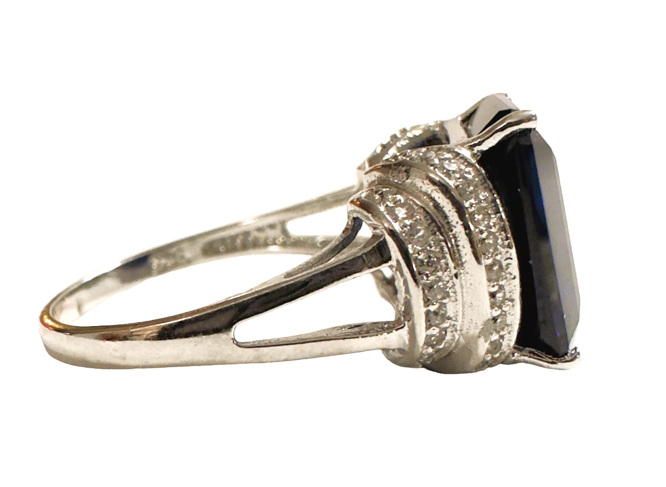 Afrikanischer IF 7,5 Karat tiefblauer Saphir & weißer Saphir Sterling Ring Größe 6, neu, Afrikanisch 2