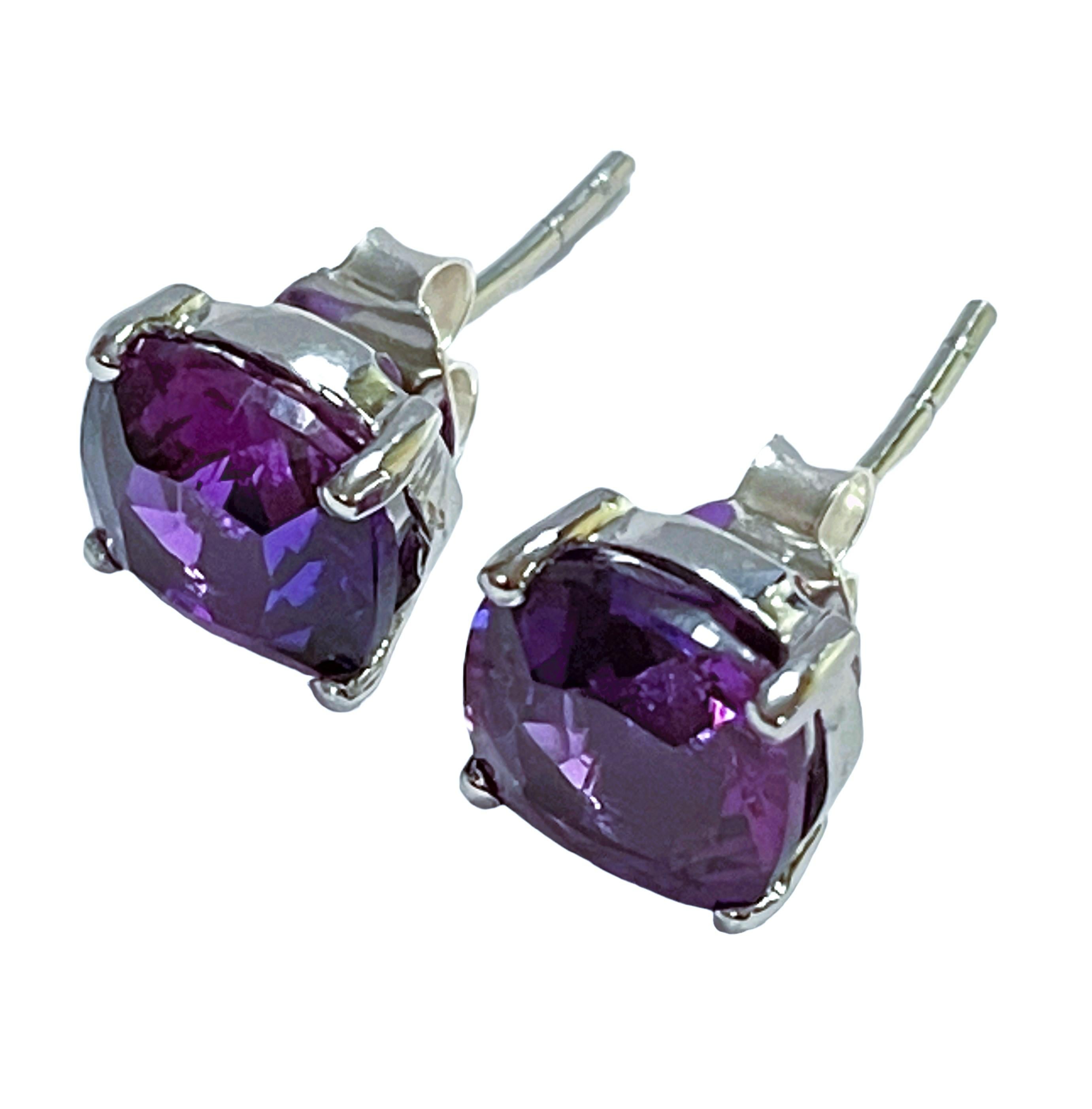 New African IF 7.60 Carat Blue Purple Sapphire Sterling Earrings In New Condition In Eagan, MN