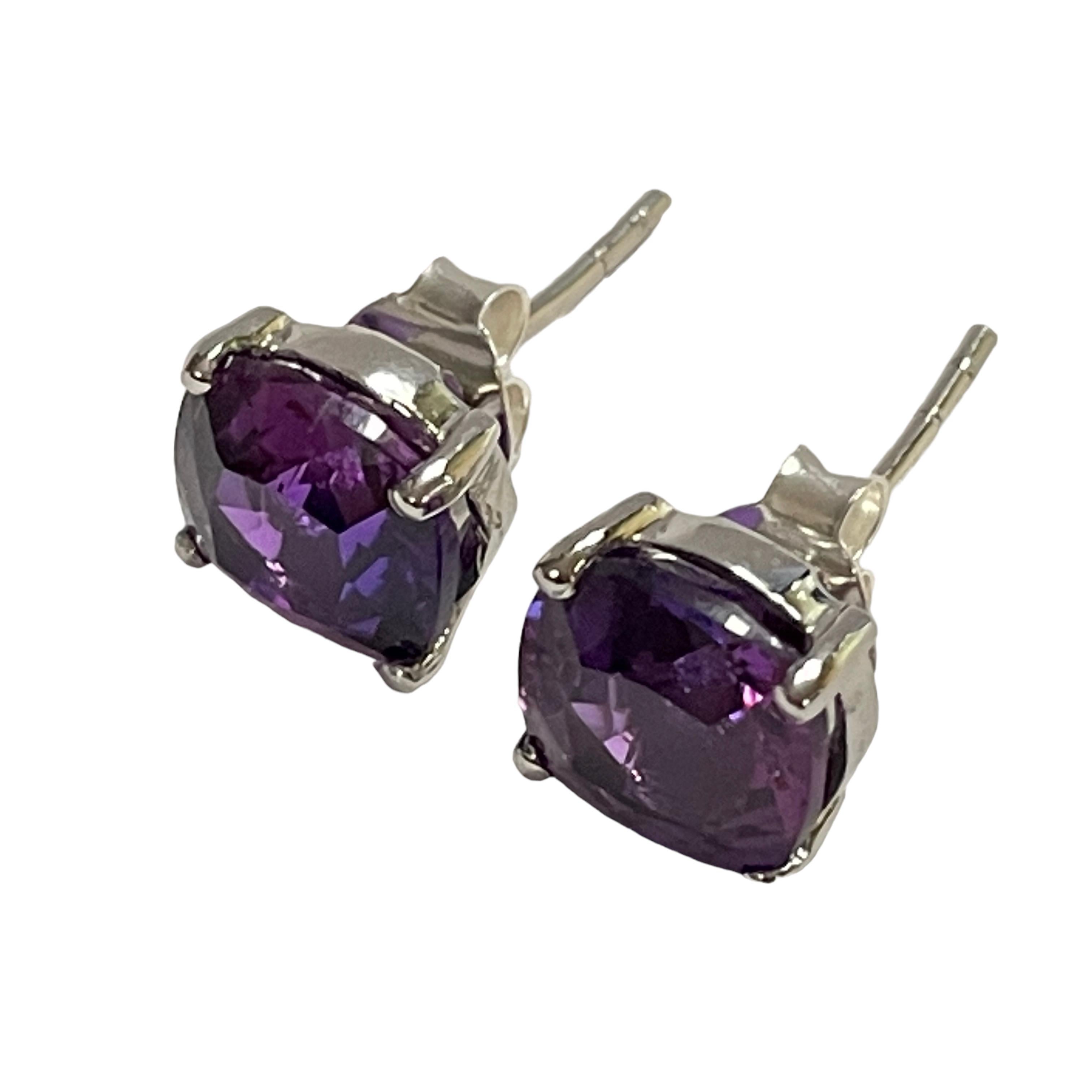 Women's New African IF 7.60 Carat Blue Purple Sapphire Sterling Earrings