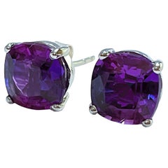 New African IF 7.60 Carat Blue Purple Sapphire Sterling Earrings