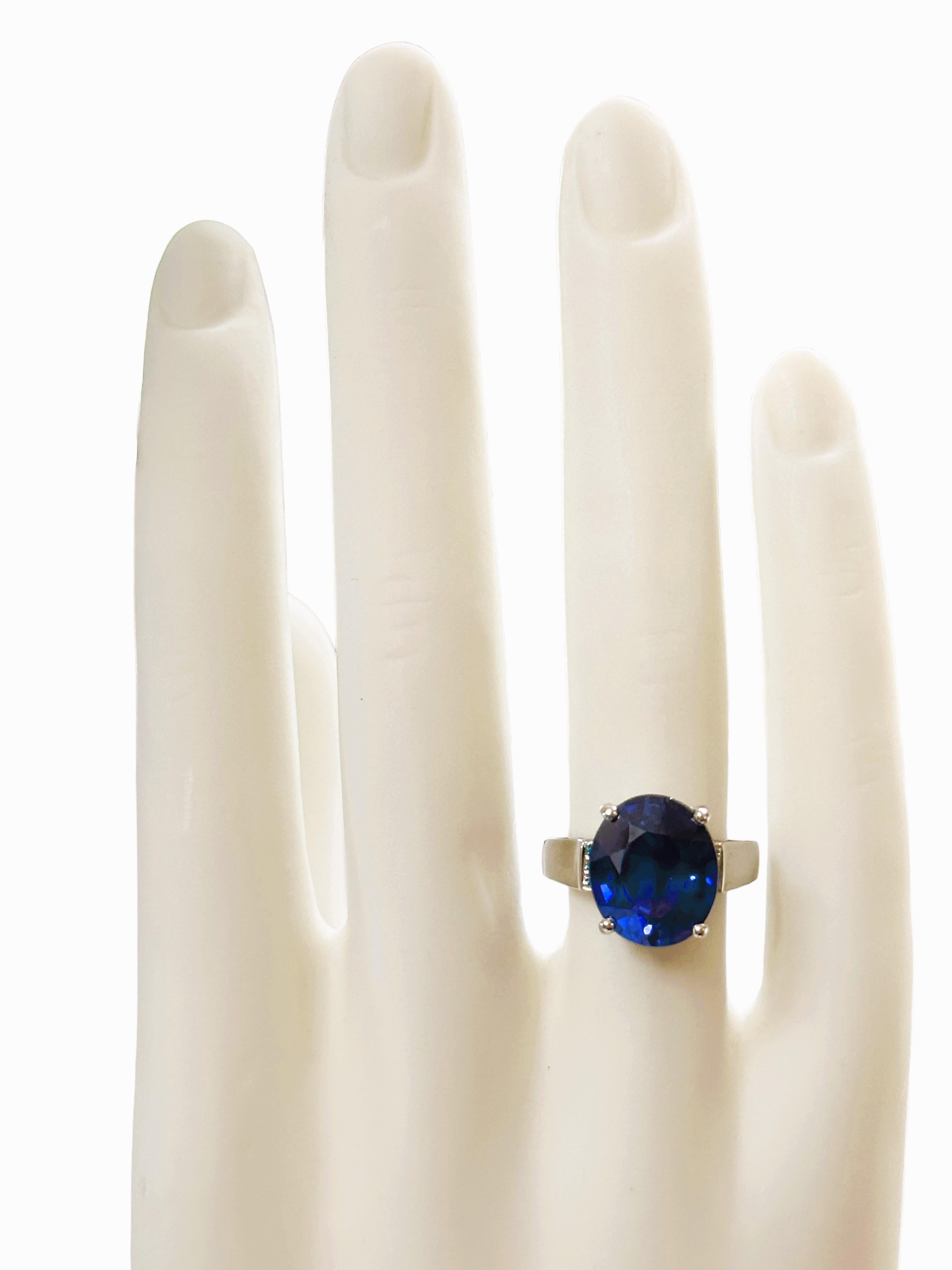 New African IF 7.80 Ct Deep Blue & Royal Blue Sapphire  Sterling Ring In New Condition In Eagan, MN