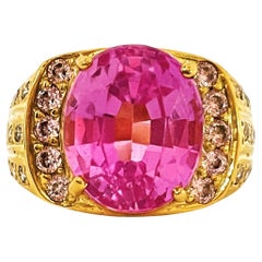 New African IF 7.90ct Platinum Pink Tourmaline & Sapphire GPlate Sterling Ring