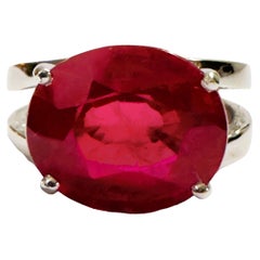 New African IF 7.90 ct Red Ruby Sterling Ring Size 6.25