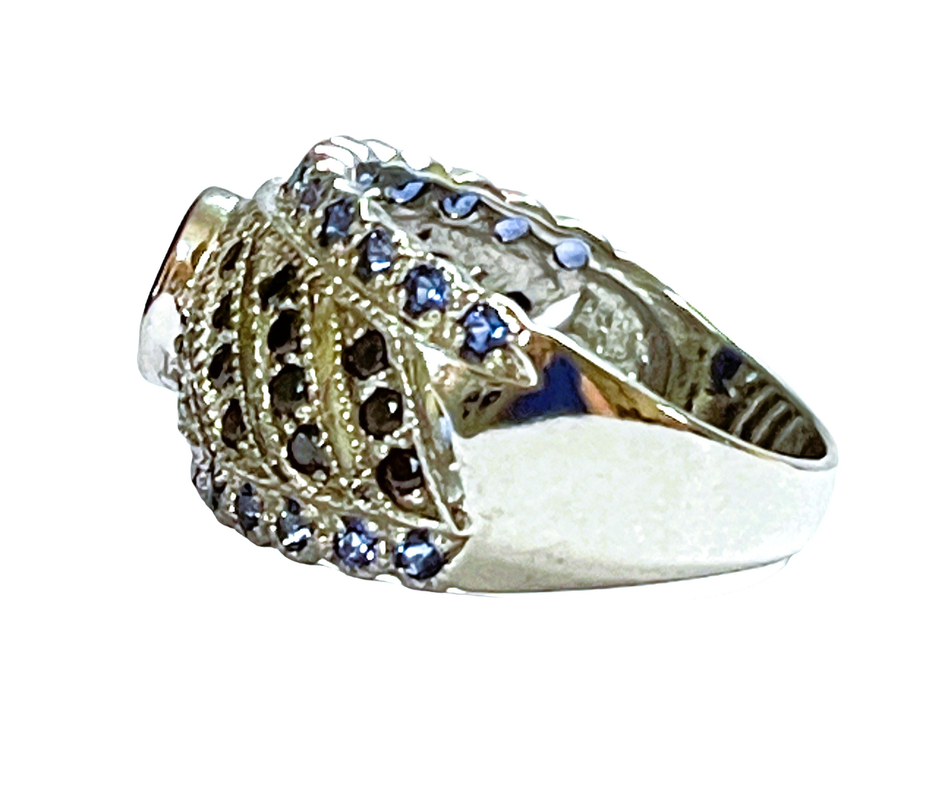 Art Deco New African If .80 C1 Carat Deep Blue Sapphire Sterling Ring For Sale