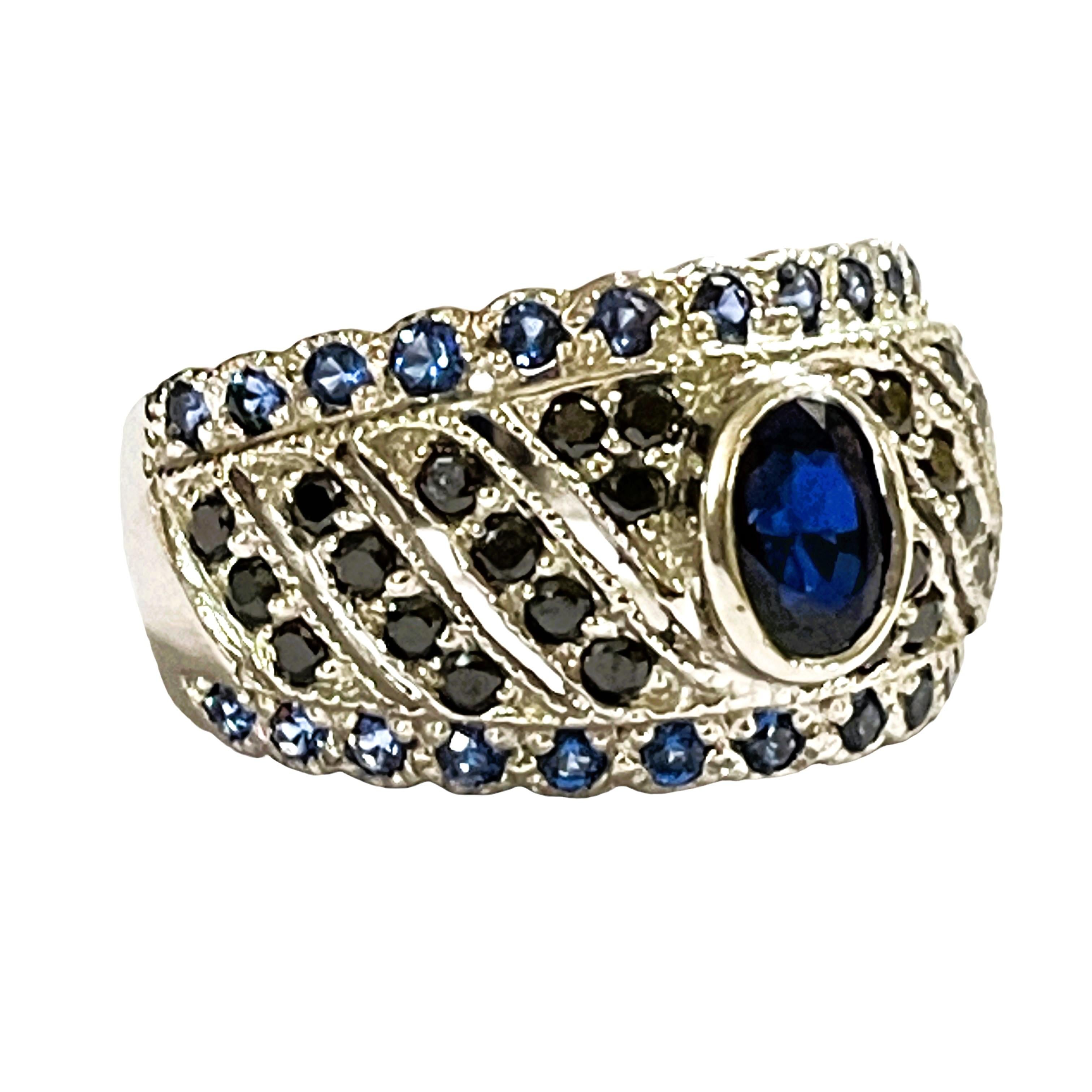 Women's New African If .80 C1 Carat Deep Blue Sapphire Sterling Ring For Sale