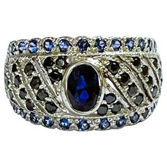 Antique New African If .80 C1 Carat Deep Blue Sapphire Sterling Ring