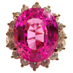 New African IF 8.10 ct Platinum Pink Sapphire Yellow Gold Plated Sterling Ring 