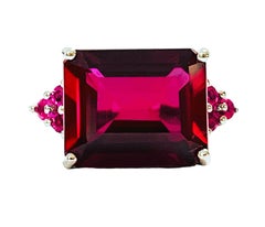 New African If 8.2 Carat Raspberry Tourmaline & Red Ruby Sterling Ring