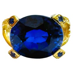 New African IF 8.20 Ct Deep Blue Sapphire 
Royal Blue Sapphire Sterling Ring