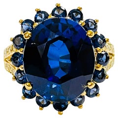 New African IF 8.20 Ct Kashmir Blue Sapphire YGold Plate Sterling Ring 7.75