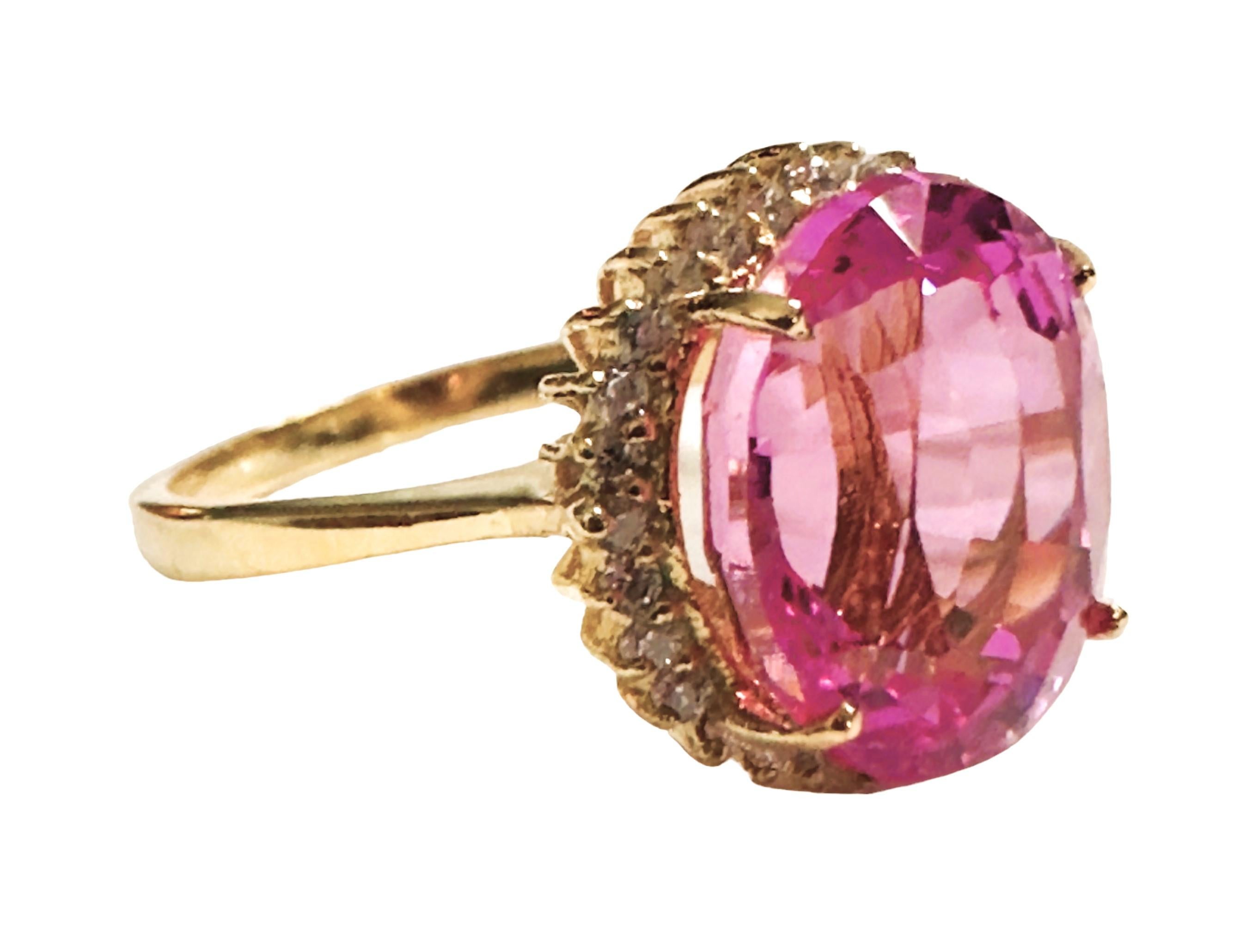Women's New African IF 8.20 ct Platinum Pink Sapphire Yellow Gold Plated Sterling Ring 