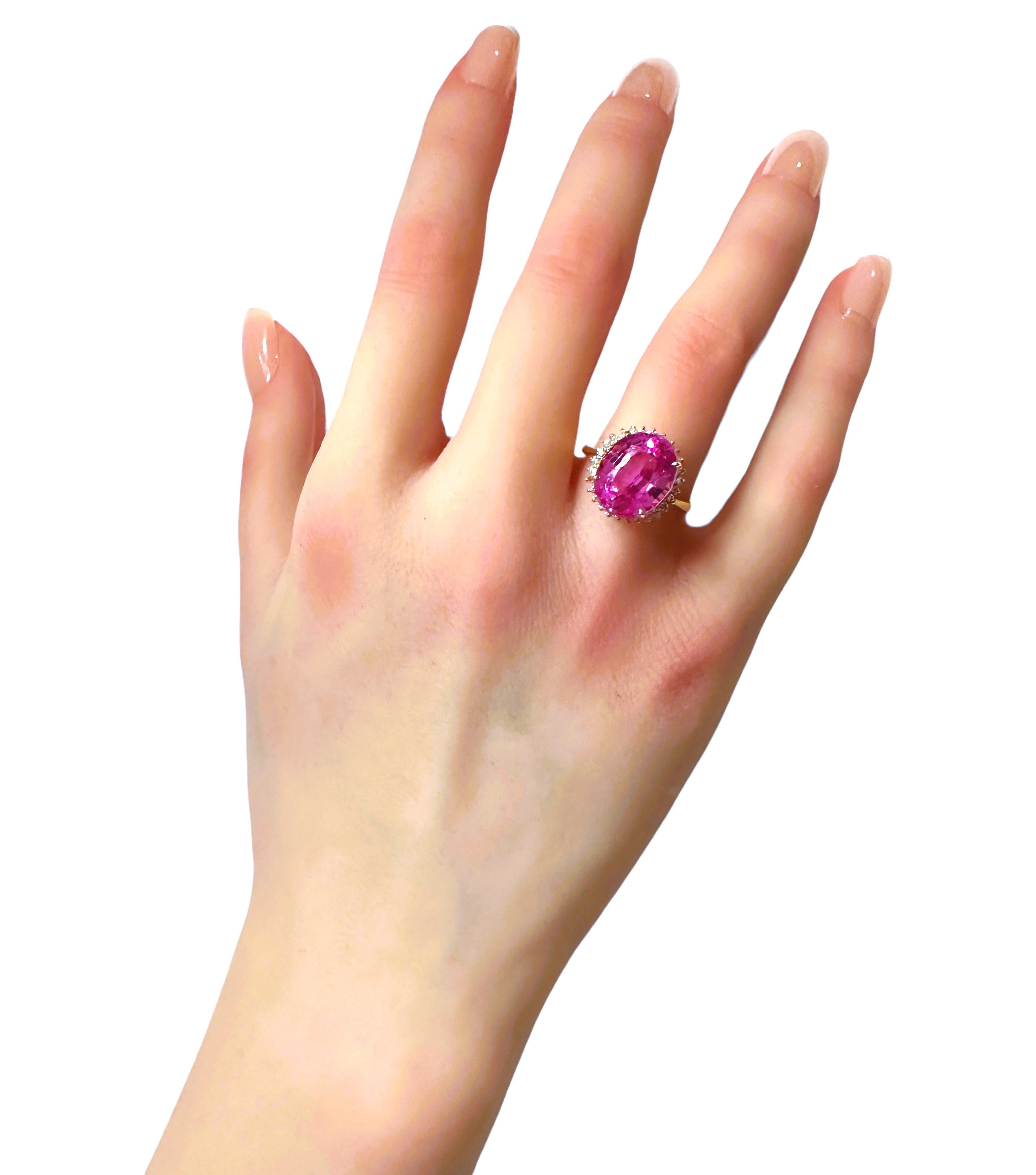 New African IF 8.20 ct Platinum Pink Sapphire Yellow Gold Plated Sterling Ring  2