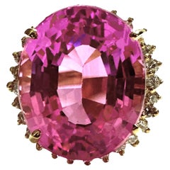 New African IF 8.20 ct Platinum Pink Sapphire Yellow Gold Plated Sterling Ring