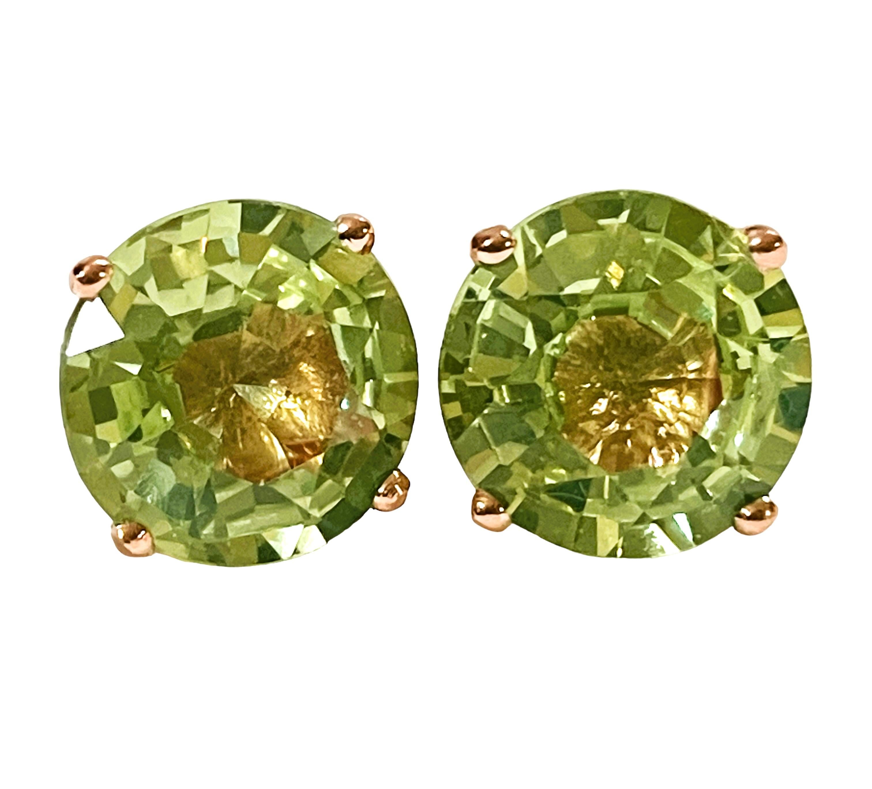 New African IF 8.20 Green Apple Amethyst Rose Gold Plated Sterling Earrings For Sale 1