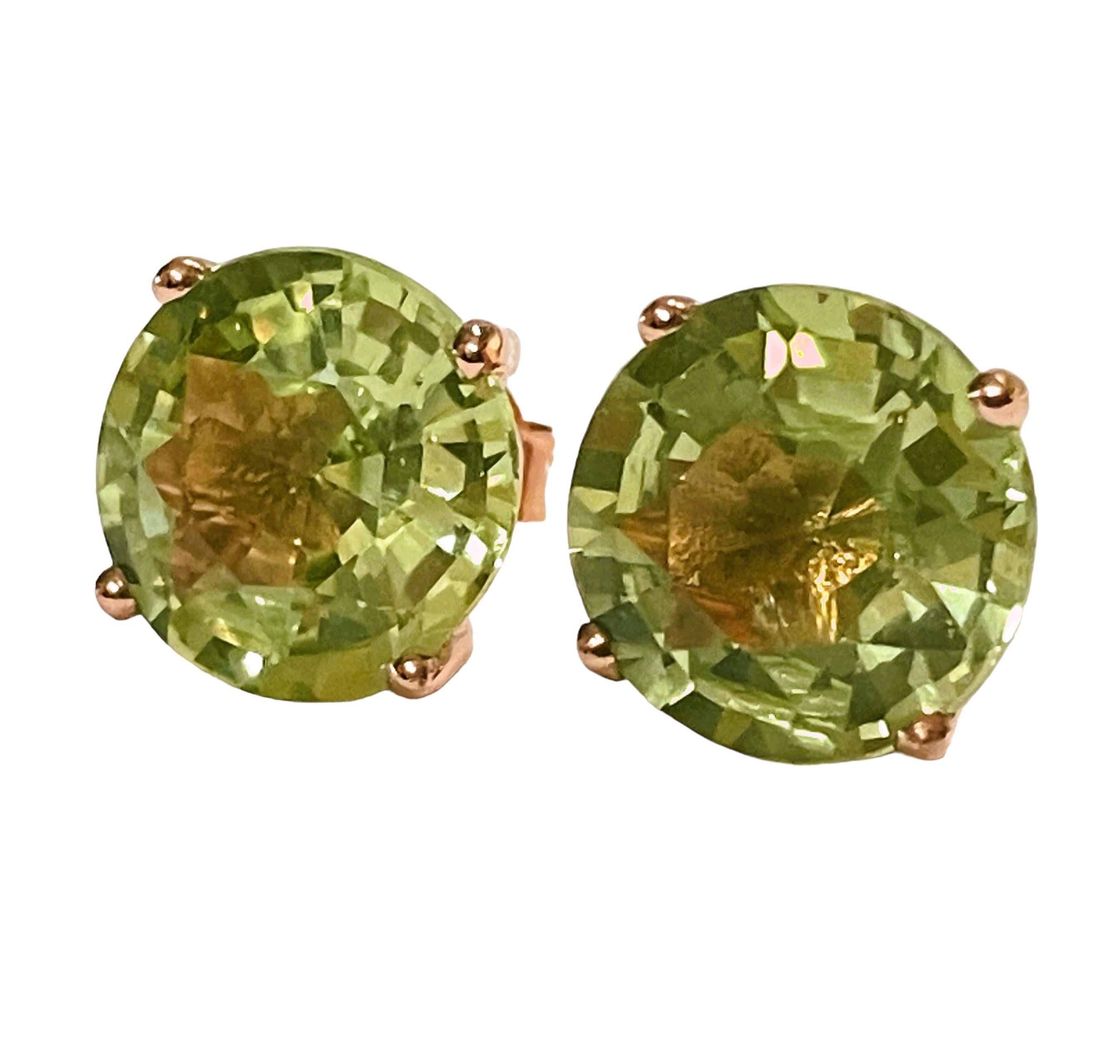 New African IF 8.20 Green Apple Amethyst Rose Gold Plated Sterling Earrings For Sale 2
