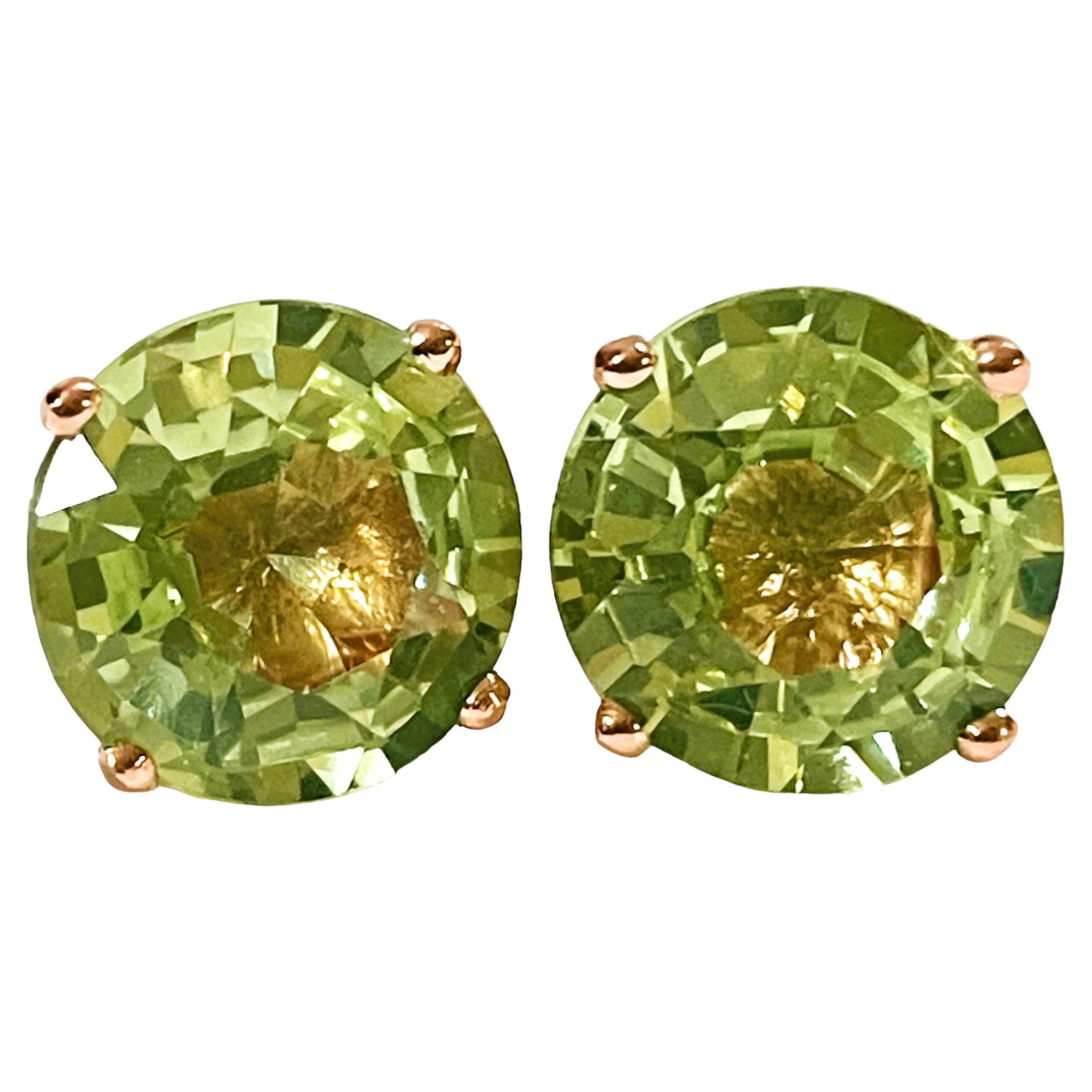 New African IF 8.20 Green Apple Amethyst Rose Gold Plated Sterling Earrings For Sale