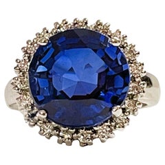 New African IF 8.3 Carat Kashmir Blue and White Sapphire Sterling Ring