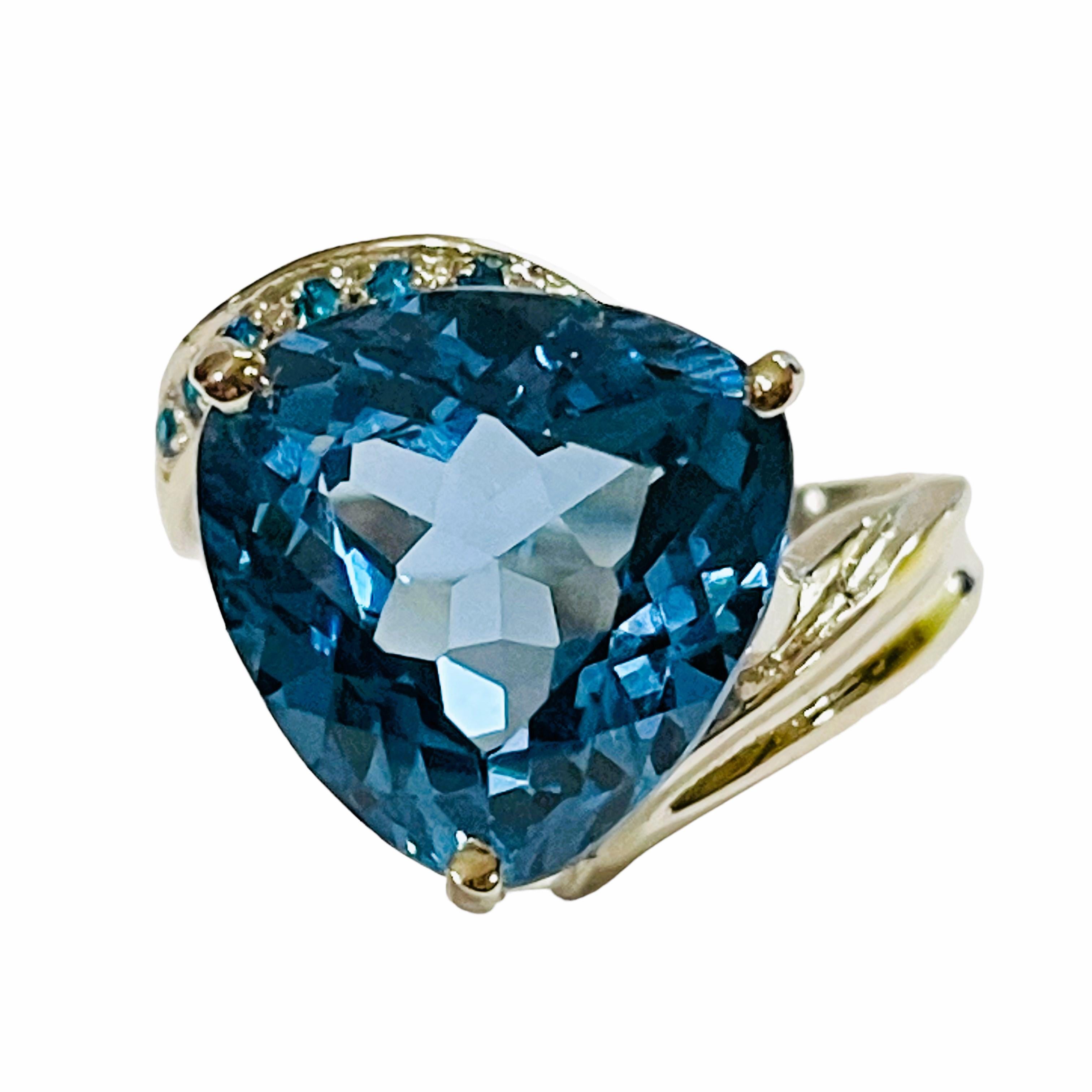 New African IF 8.40 Ct Swiss Blue Trilliant Topaz & Blue Sapphire Sterling Ring In New Condition In Eagan, MN