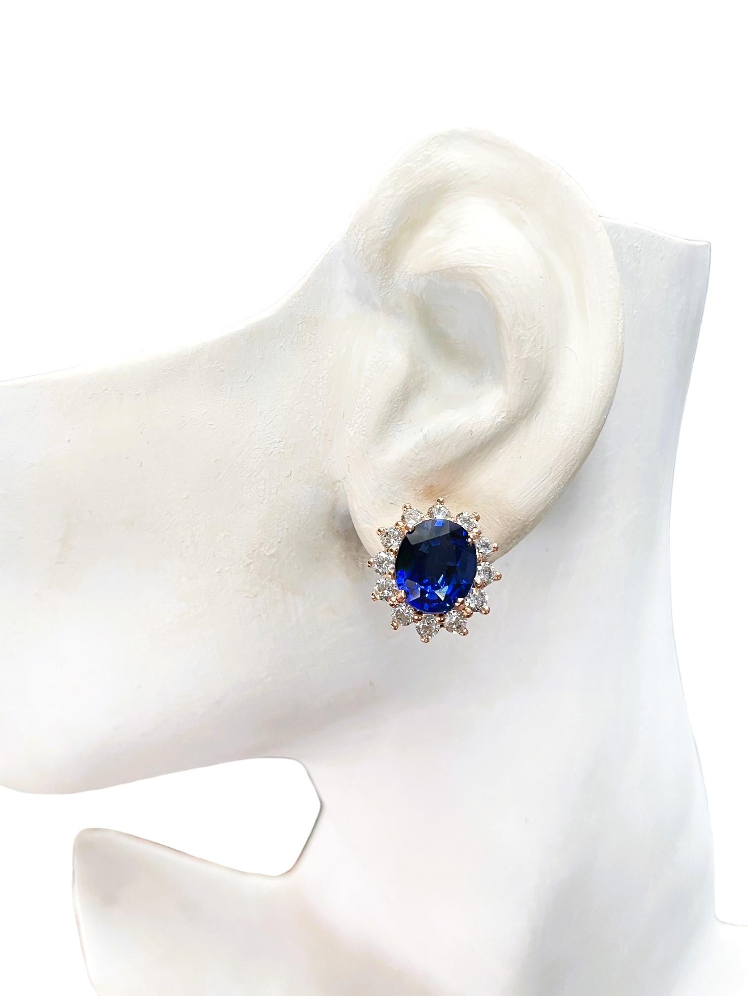New African IF 8.7ct Kashmir Blue Sapphire Rgold Plated Sterling Post Earrings 2
