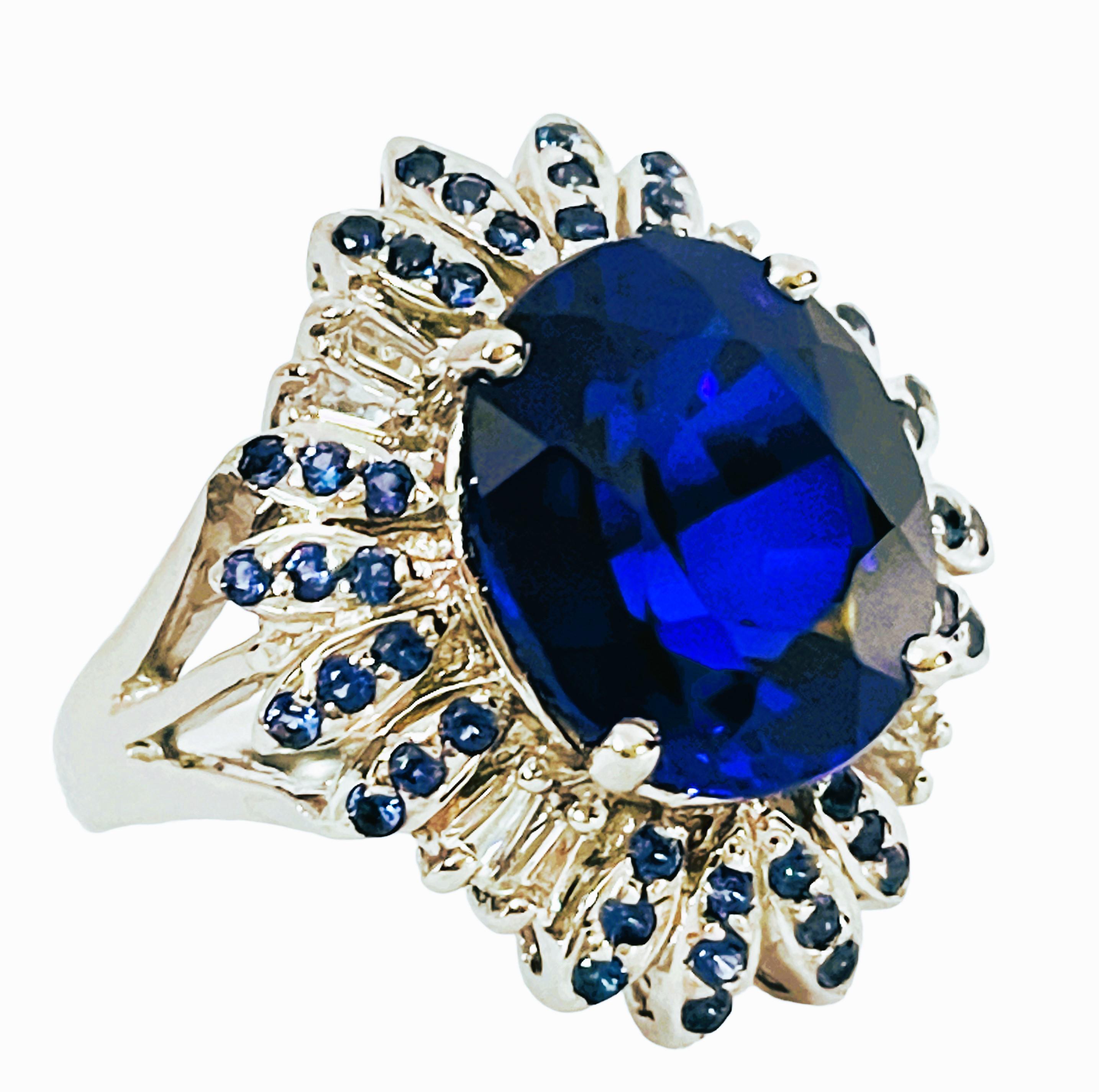 Women's New African IF 9 Carat Kashmir Blue, Royal Blue and White Sapphire Sterling Ring
