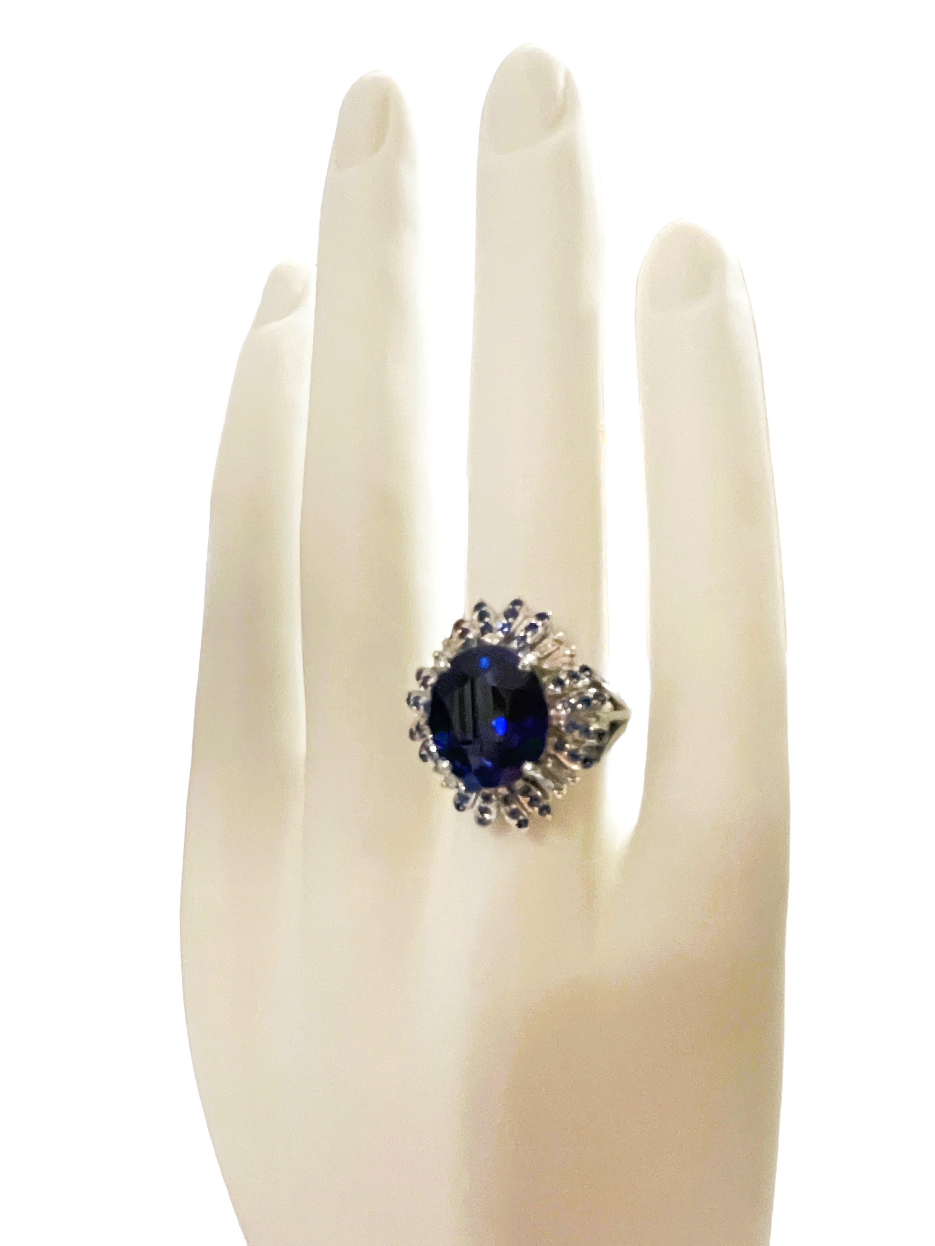 New African IF 9 Carat Kashmir Blue, Royal Blue and White Sapphire Sterling Ring 2