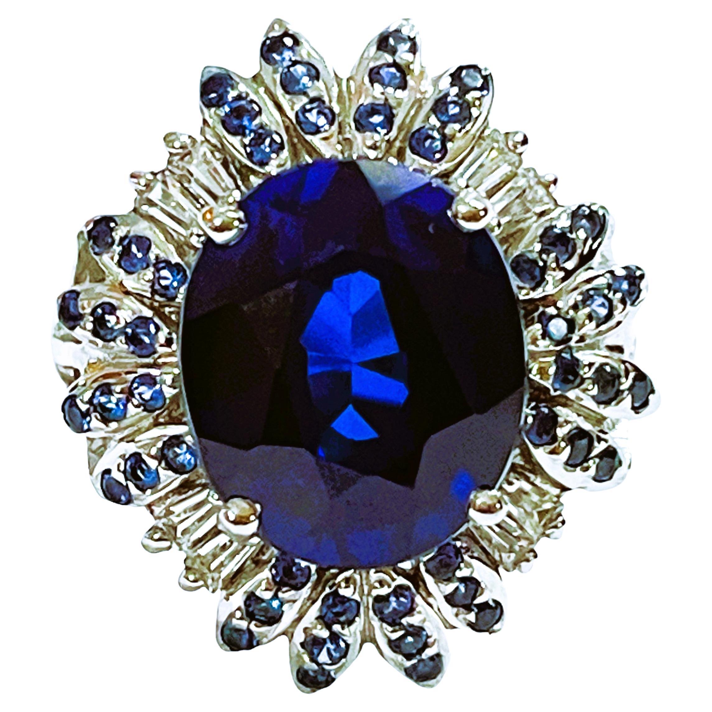New African IF 9 Carat Kashmir Blue, Royal Blue and White Sapphire Sterling Ring