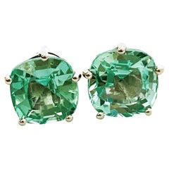 New African IF 9 Ct Paraiba Green Tourmaline Sterling Post Earrings