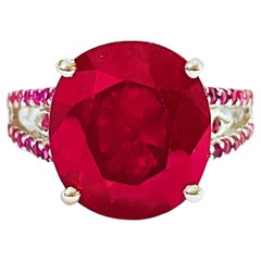 New African If 9.0 Carat Ruby Red Sapphire & Pink Sapphire Sterling Ring