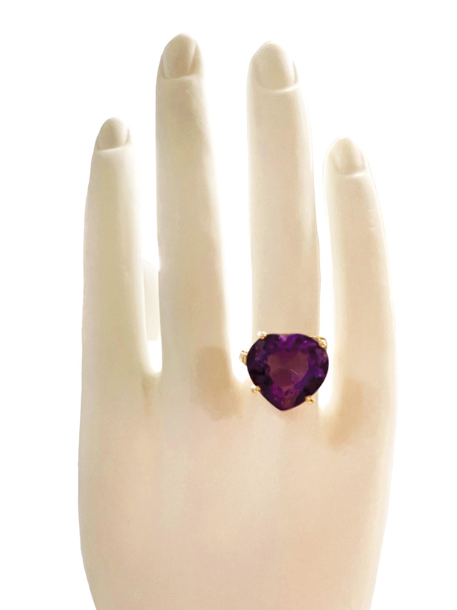 Women's New African IF 9.40 Blue Purple Spinel Heart and Sapphire Ygold Sterling Ring