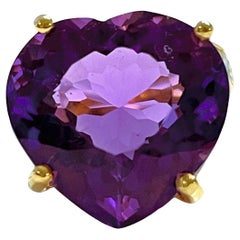 New African IF 9.40 Blue Purple Spinel Heart and Sapphire Ygold Sterling Ring