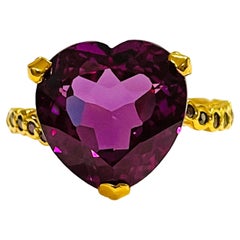 New African IF 9.40 Ct Heart Shaped Purple Color Chang Spinel Sterling Ring 6.5