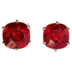 New African IF 9.90ct Red Orange Padparadscha Sterling Post Earrings