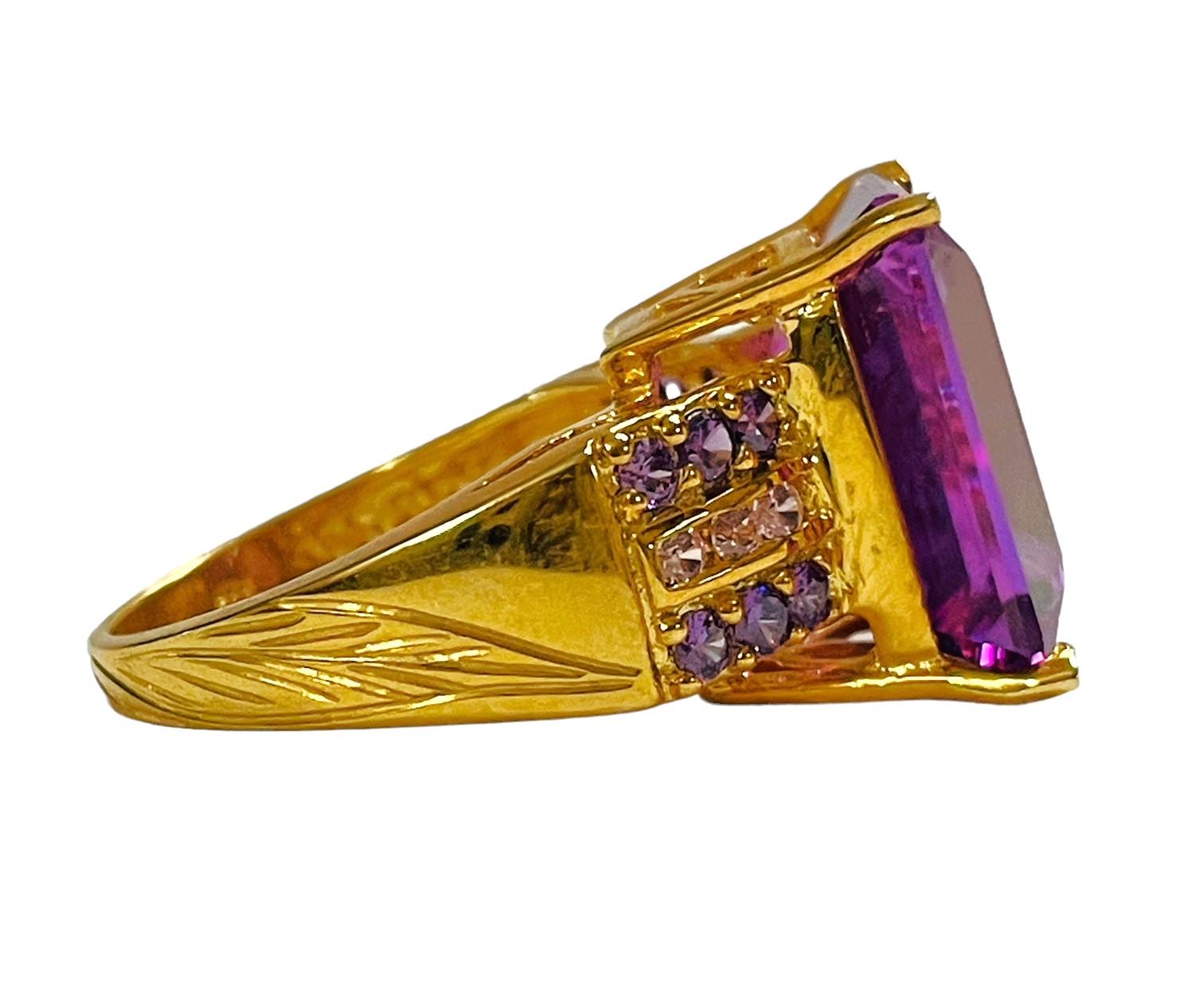 New African IF Blue Purple Spinel 14k YGold Sterling Ring Size 6.75 In New Condition In Eagan, MN